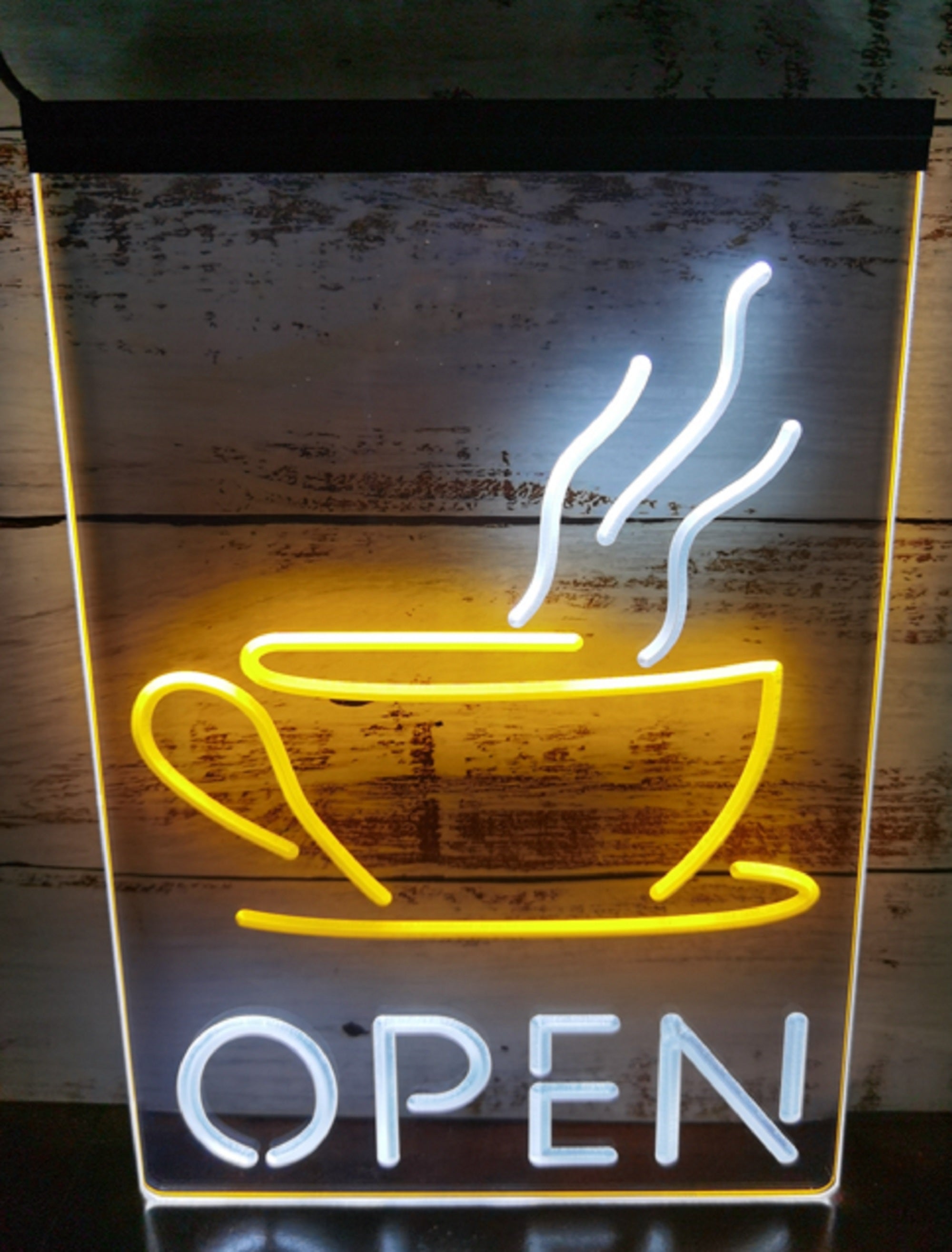 Hot Cafe Open Led Neon Sign Dual Color Coffee Shop Wall Hanging Decor