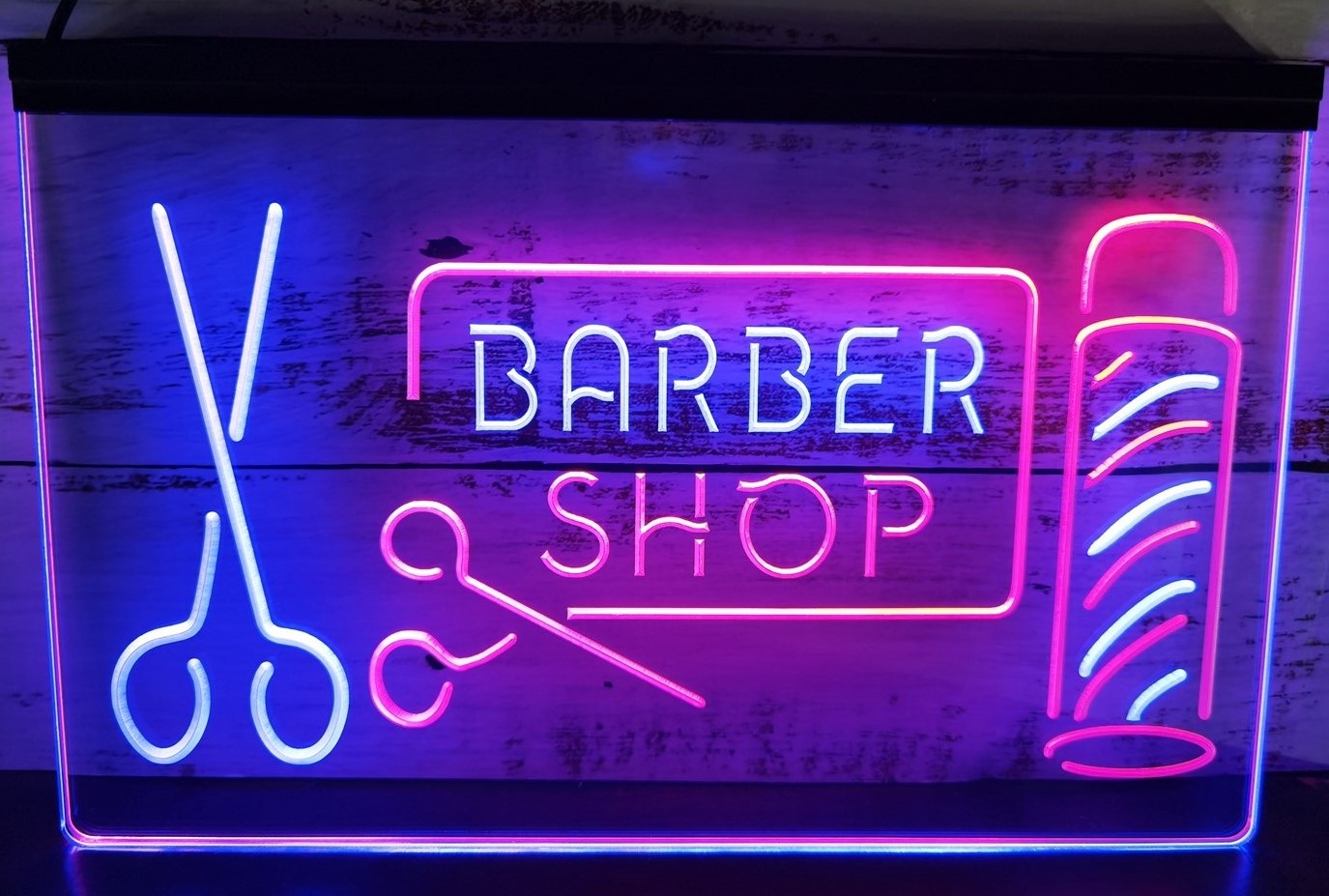 Barber Shop Scissor Led Neon Sign Dual Color Haircut Salon Barber Shop Decor
