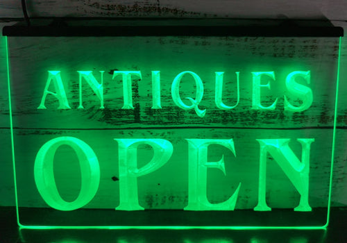 Antiques Open Led Neon Sign Antiques Shop Decor Wall Hanging Desktop