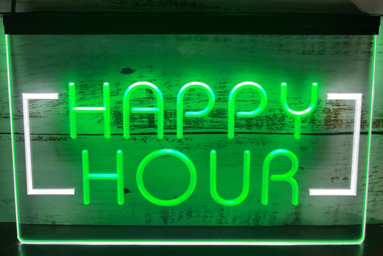Happy Hour Led Neon Sign Dual Color Home Restaurant Coffee Shop Decor