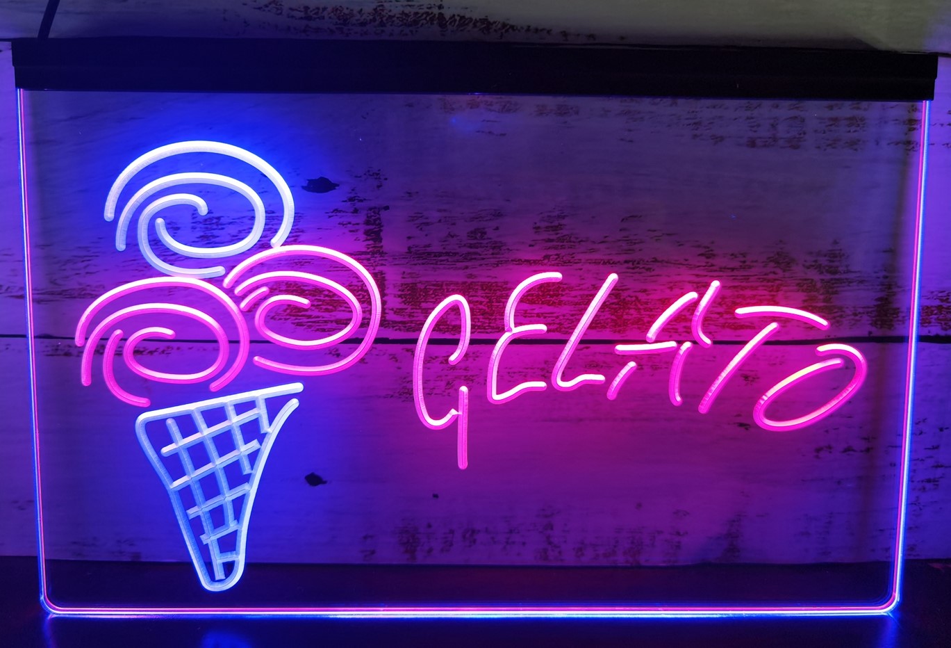 Gelato Ice Cream Cone Led Neon Sign Dual Color Ice Cream Smoothie Store Decor