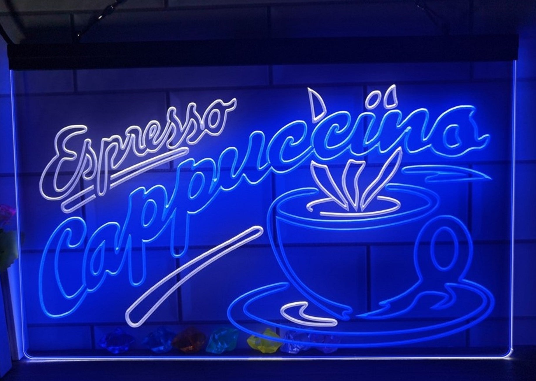 Espresso Cappuccino Led Neon Sign Dual Color Home Coffee Shop Decor