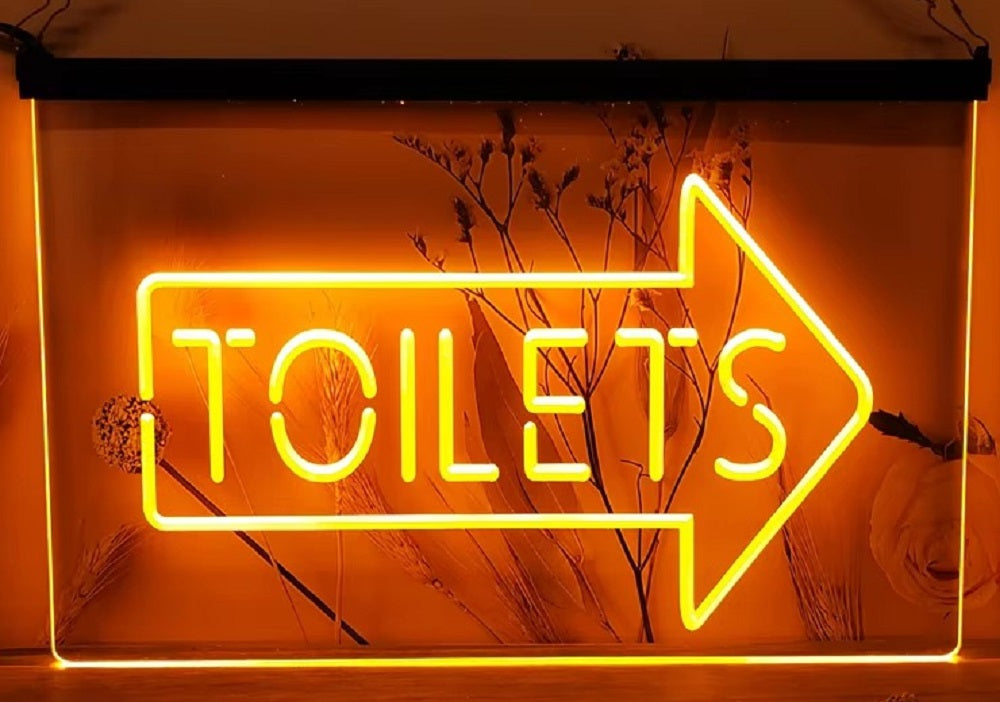 Toilet Arrow Led Neon Sign Store Restaurant Coffee Shop Office Decor