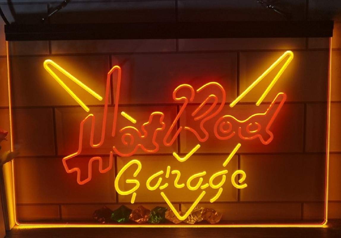 Hot Rod Garage Led Neon Sign Dual Color Home Theatre Room Movie Studio Decor