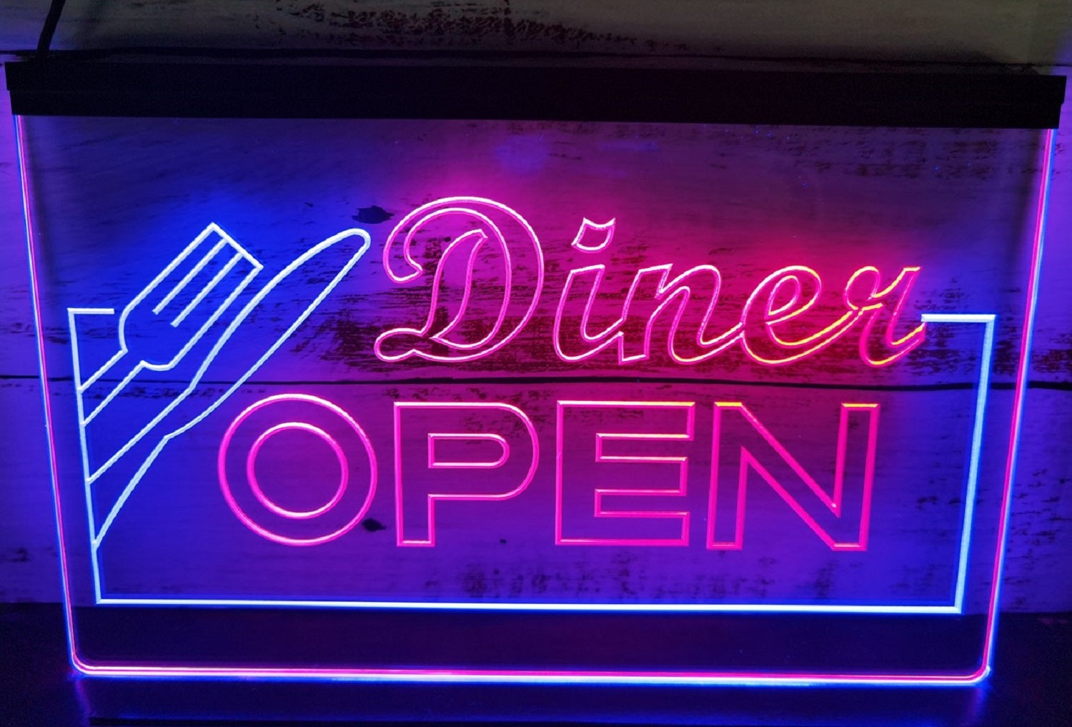 Diner Open Led Neon Sign Dual Color Diner Restaurant Wall Or Desktop Decor
