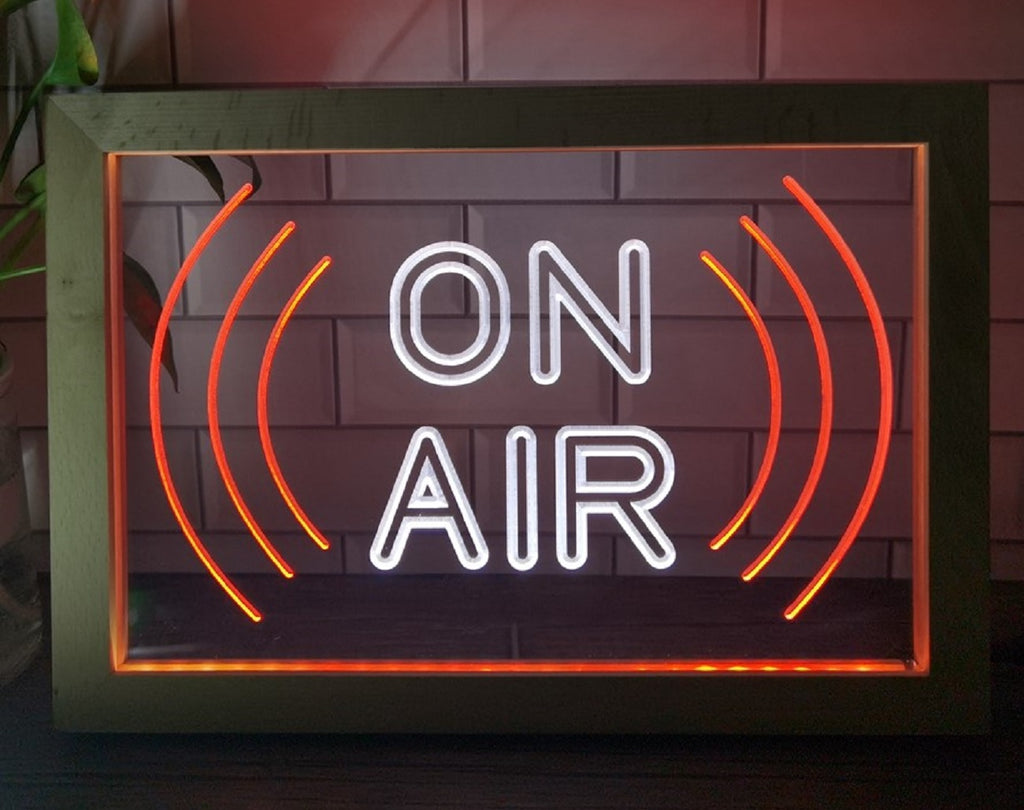 On Air Waves Led Neon Sign Framed Home Studio Room Audio Radio Studio Decor