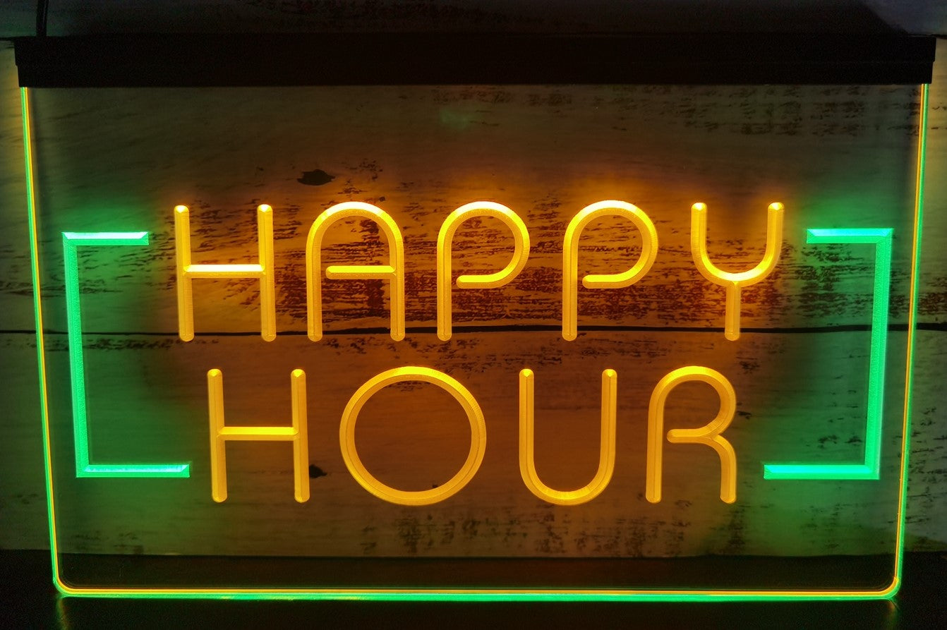 Happy Hour Led Neon Sign Dual Color Home Restaurant Coffee Shop Decor