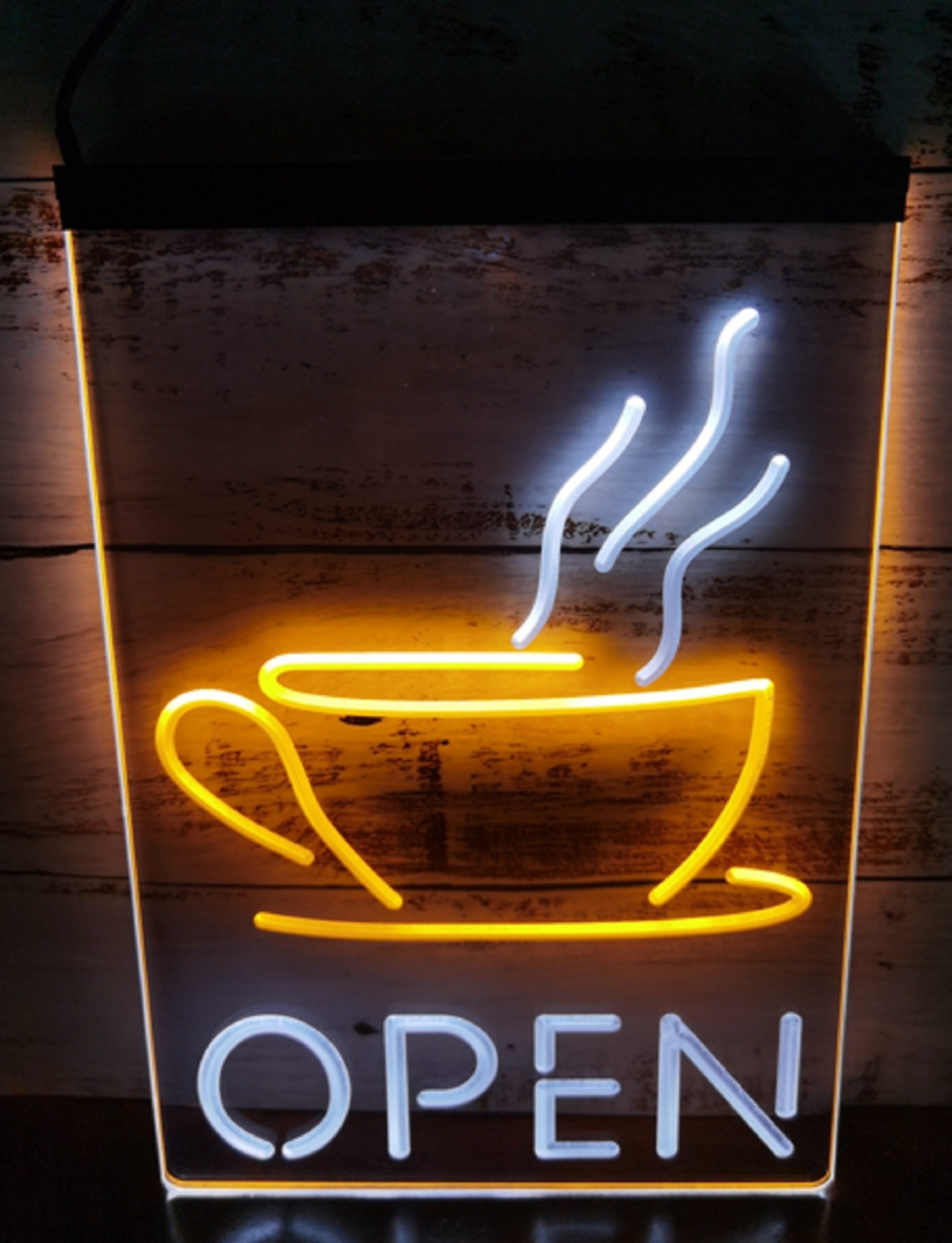 Hot Cafe Open Led Neon Sign Dual Color Coffee Shop Wall Hanging Decor