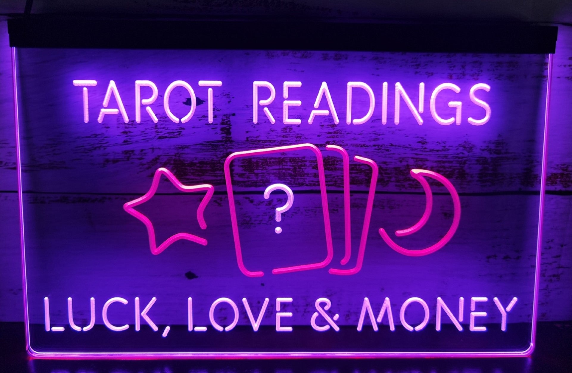 Tarot Readings Luck Love & Money Led Neon Sign Dual Color Tarot Shop Decor