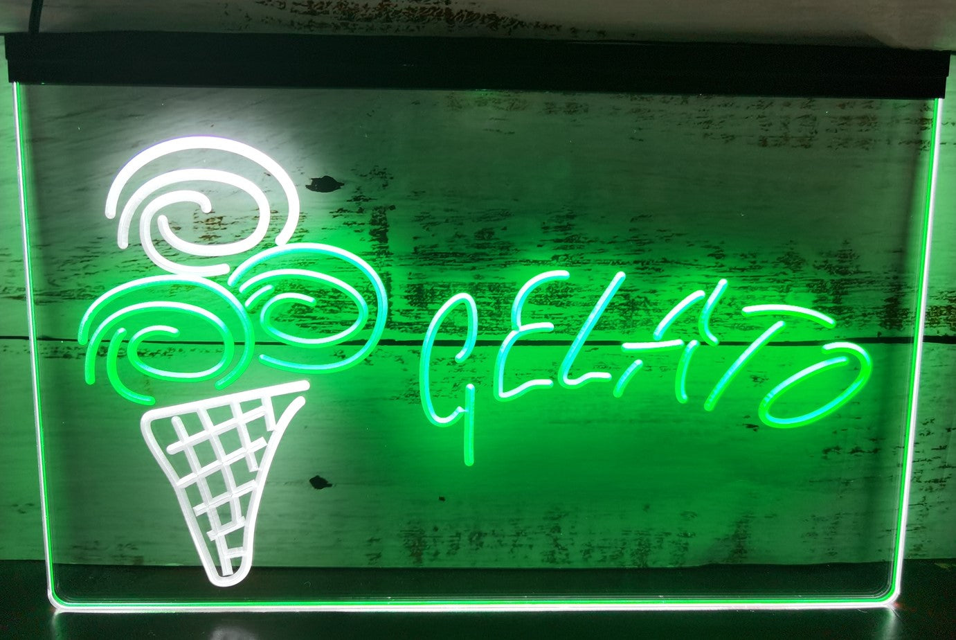 Gelato Ice Cream Cone Led Neon Sign Dual Color Ice Cream Smoothie Store Decor