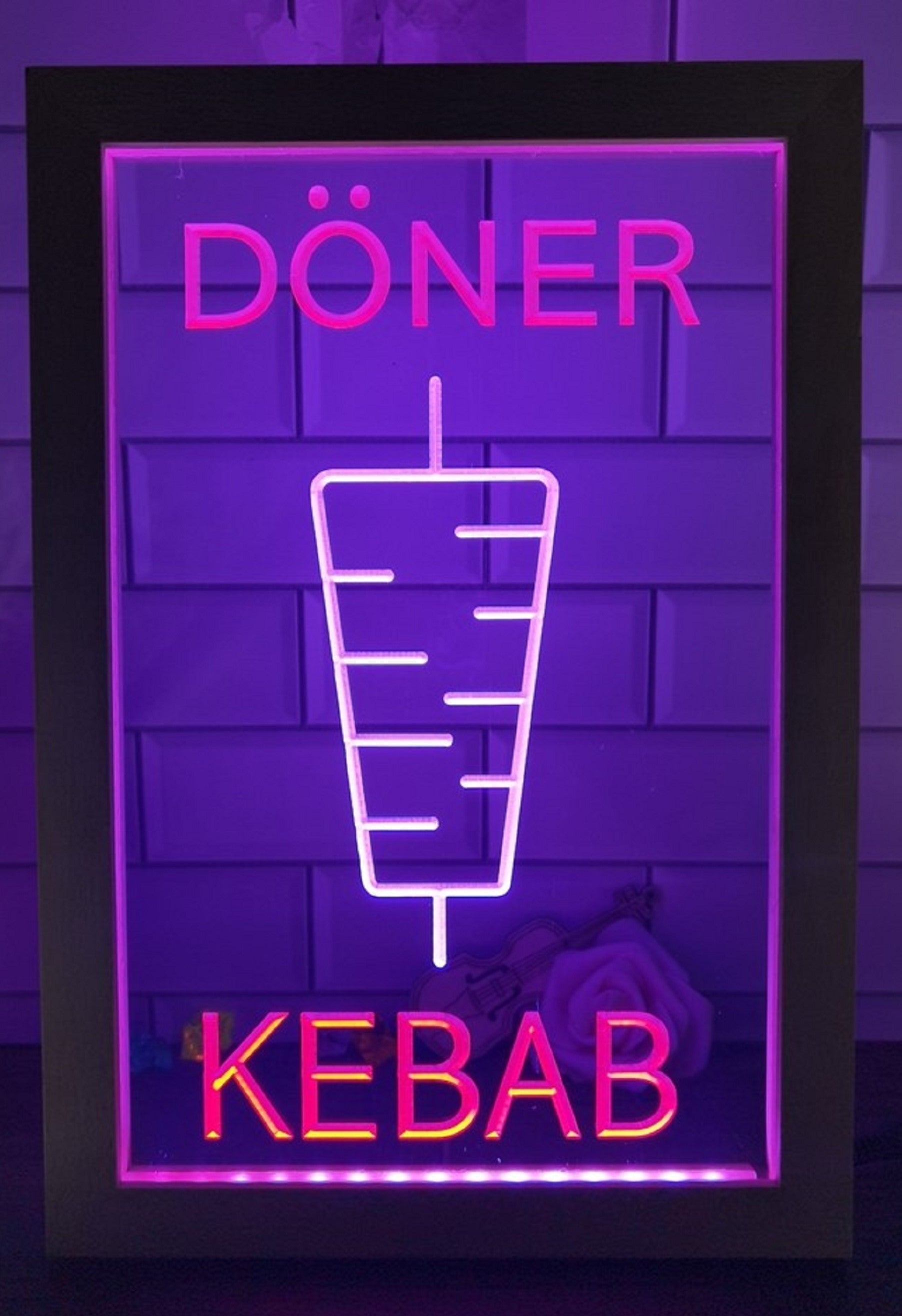 Doner Kebab Led Neon Sign Framed Kebab Turkish Lebanese Restaurant Decor