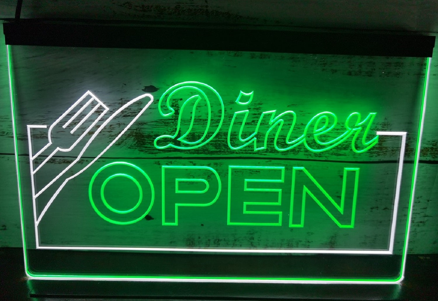 Diner Open Led Neon Sign Dual Color Diner Restaurant Wall Or Desktop Decor