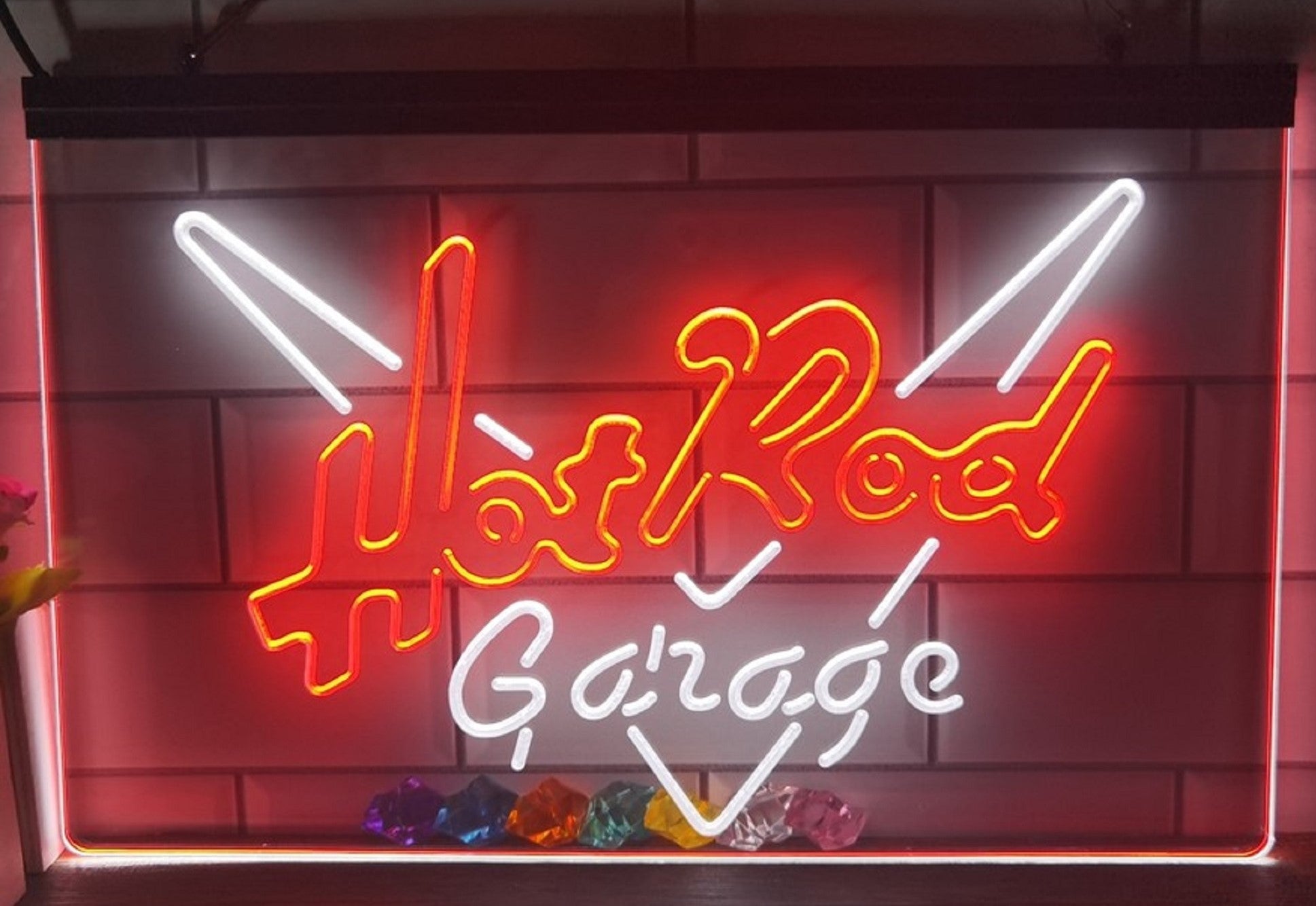 Hot Rod Garage Led Neon Sign Dual Color Home Theatre Room Movie Studio Decor