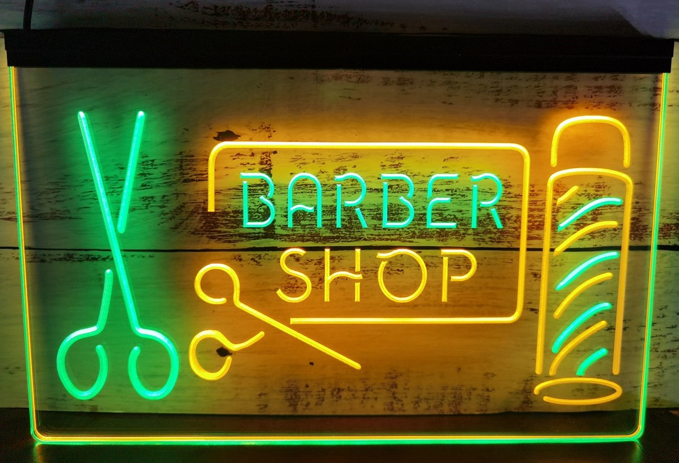 Barber Shop Scissor Led Neon Sign Dual Color Haircut Salon Barber Shop Decor