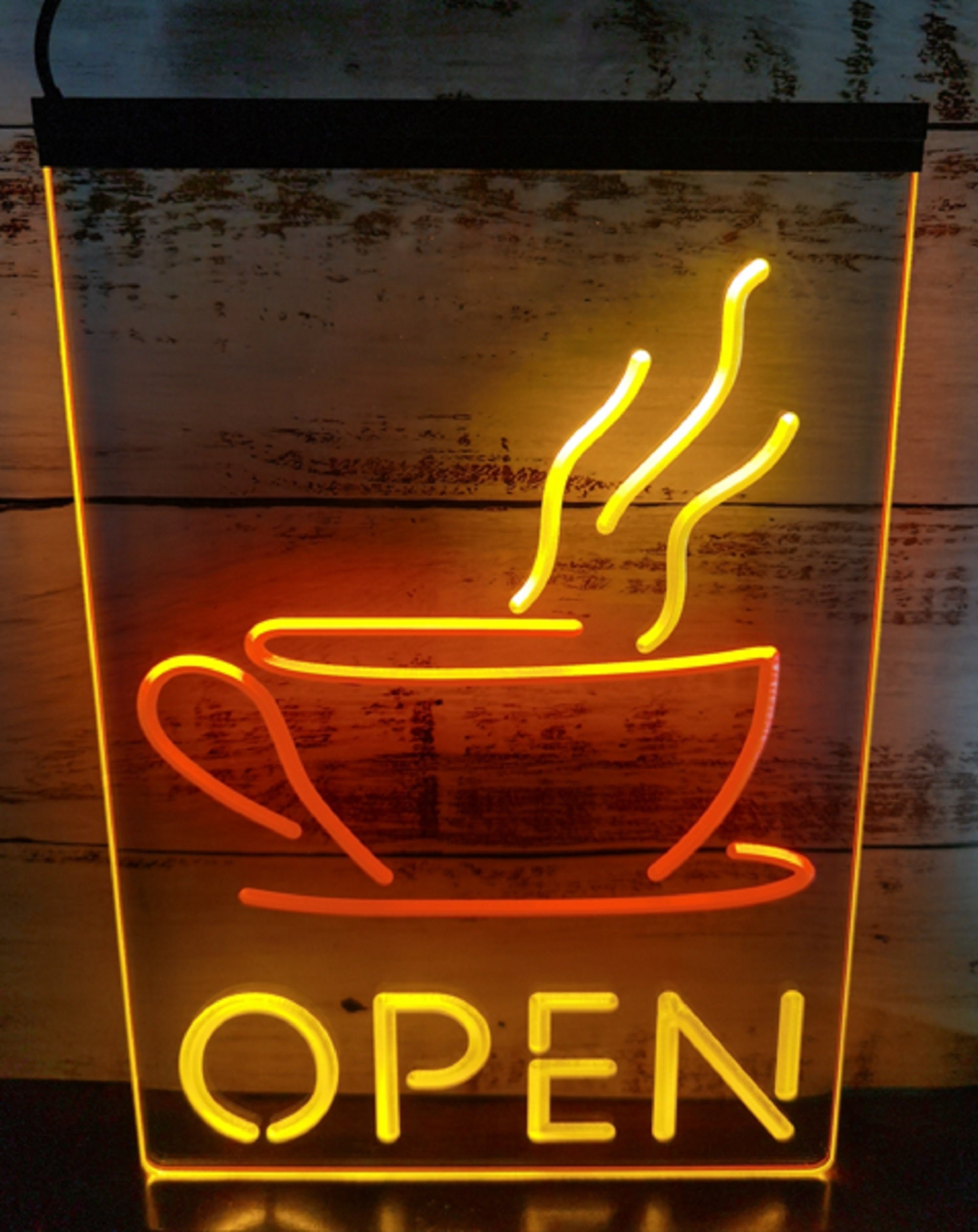 Hot Cafe Open Led Neon Sign Dual Color Coffee Shop Wall Hanging Decor