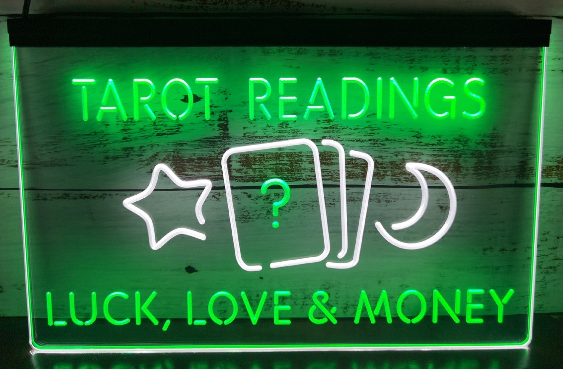 Tarot Readings Luck Love & Money Led Neon Sign Dual Color Tarot Shop Decor