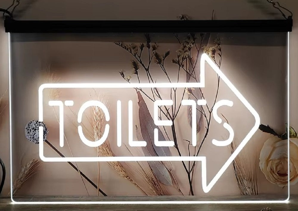 Toilet Arrow Led Neon Sign Store Restaurant Coffee Shop Office Decor