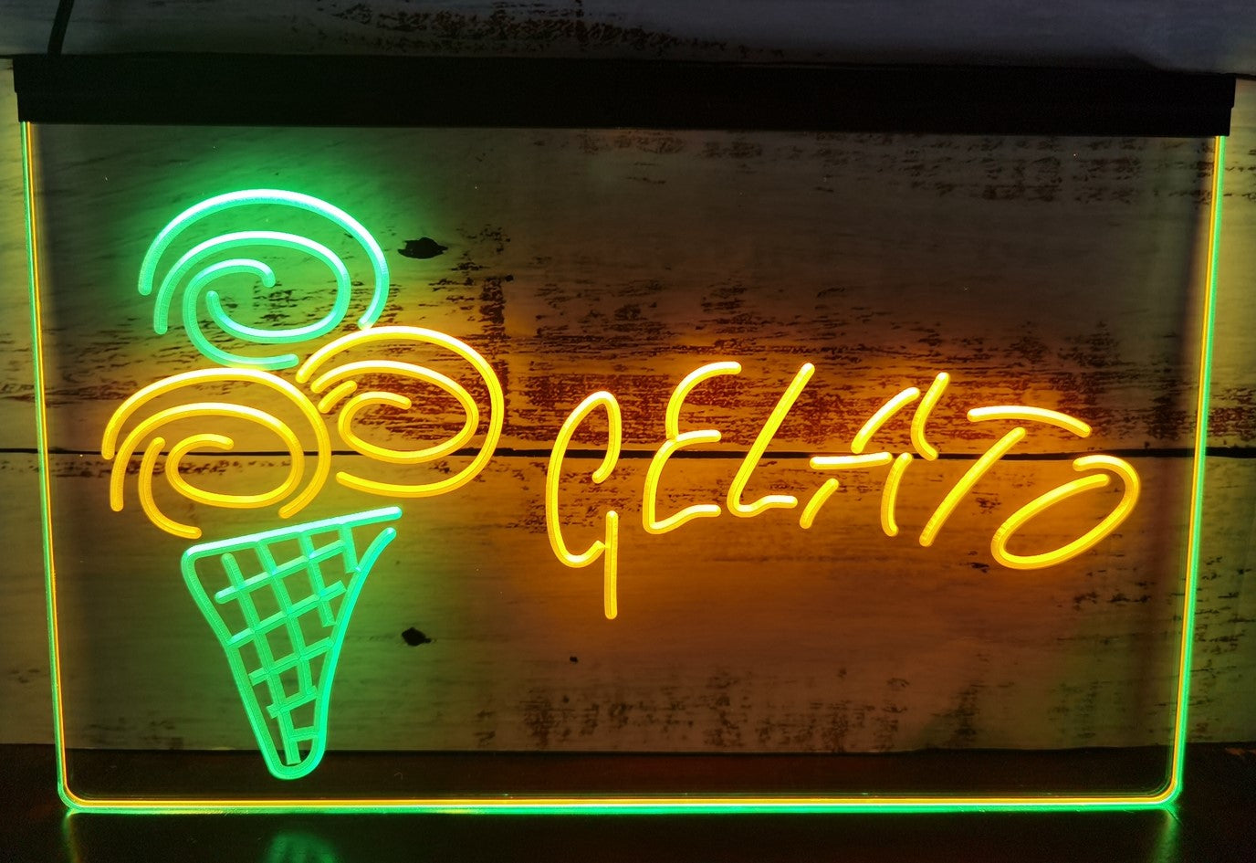 Gelato Ice Cream Cone Led Neon Sign Dual Color Ice Cream Smoothie Store Decor