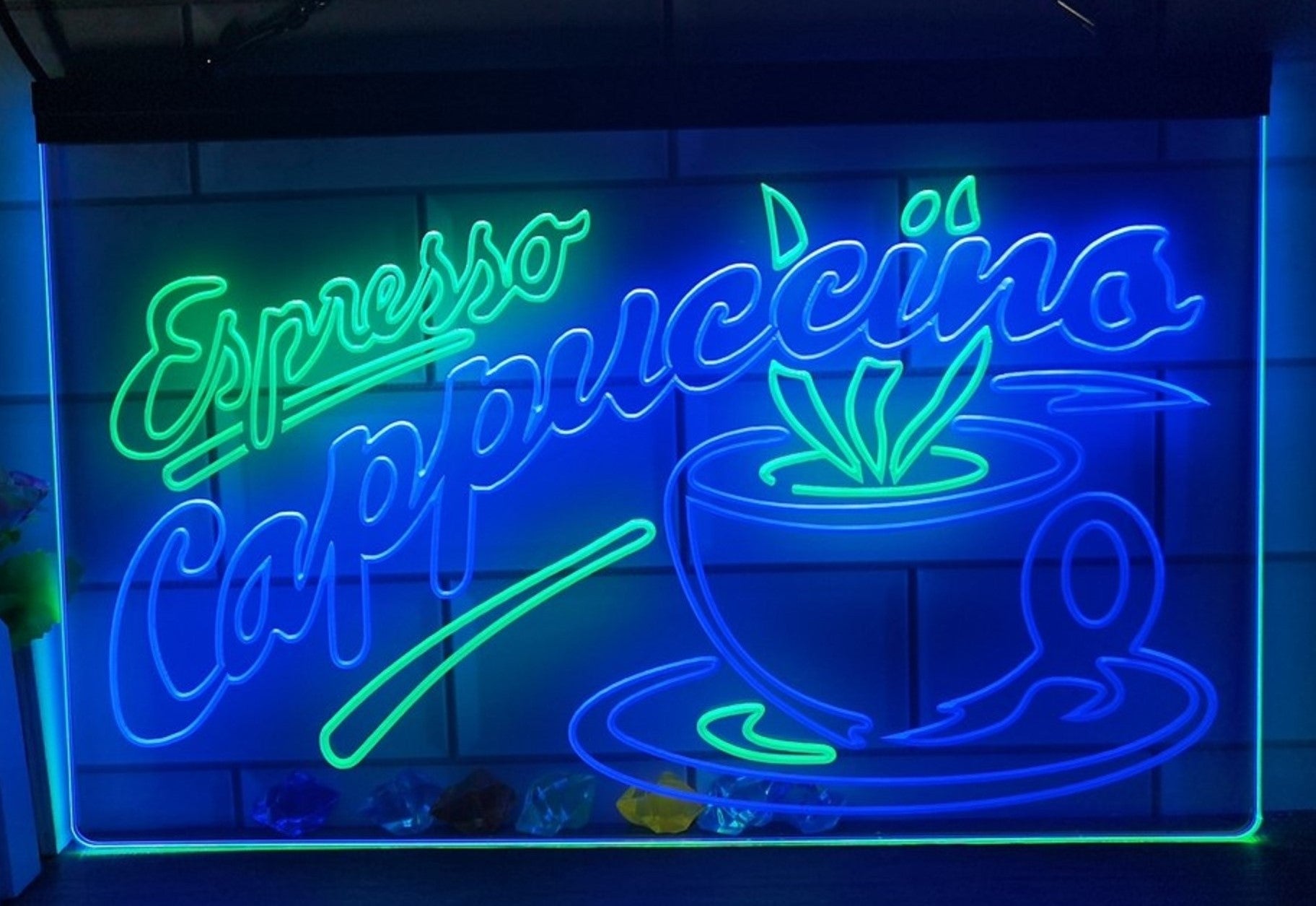 Espresso Cappuccino Led Neon Sign Dual Color Home Coffee Shop Decor