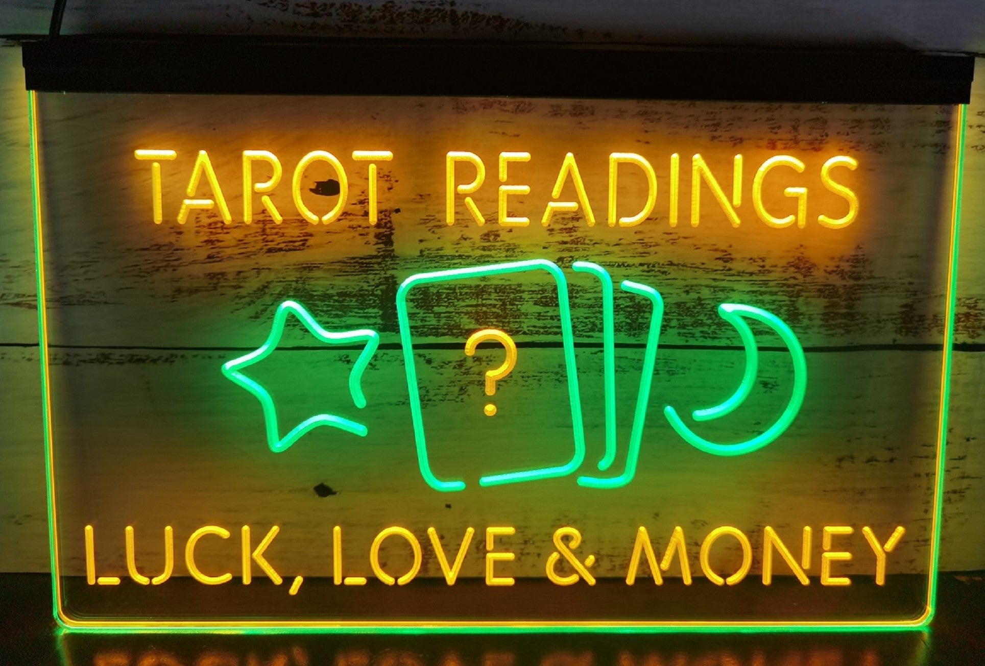 Tarot Readings Luck Love & Money Led Neon Sign Dual Color Tarot Shop Decor