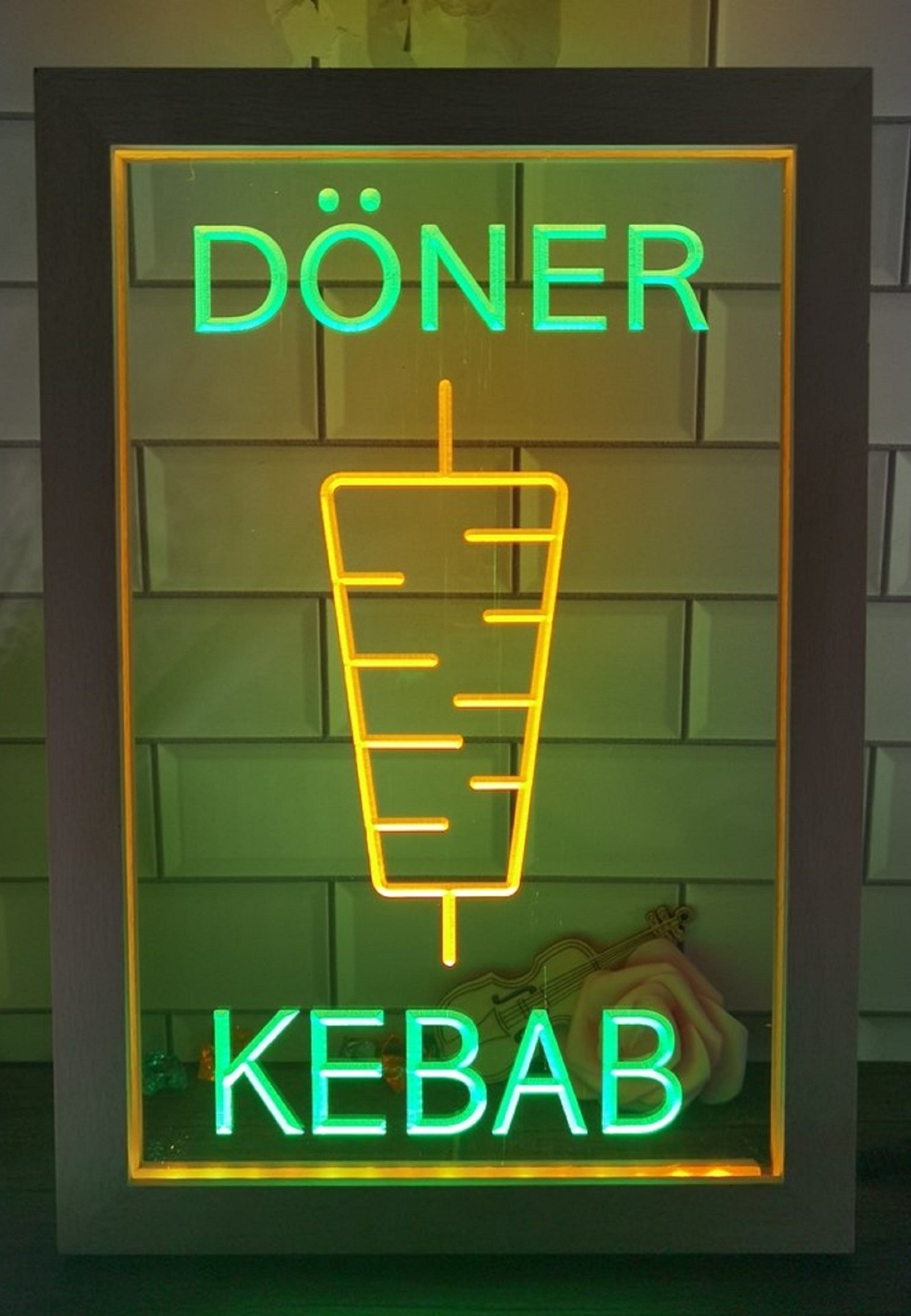 Doner Kebab Led Neon Sign Framed Kebab Turkish Lebanese Restaurant Decor