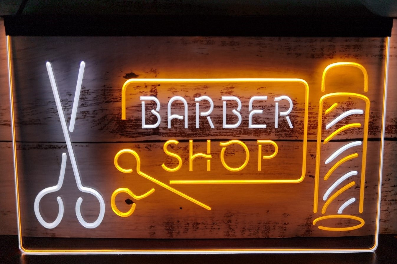 Barber Shop Scissor Led Neon Sign Dual Color Haircut Salon Barber Shop Decor