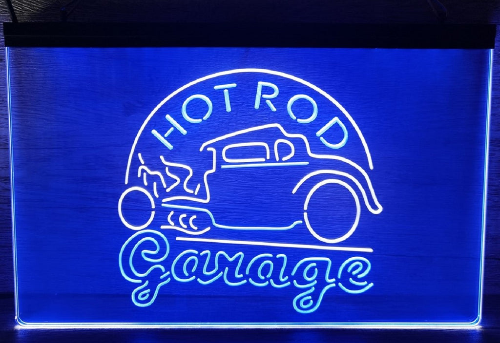 Hot Rod Garage Led Neon Sign Dual Color Movie Studio Home Theatre Room Decor