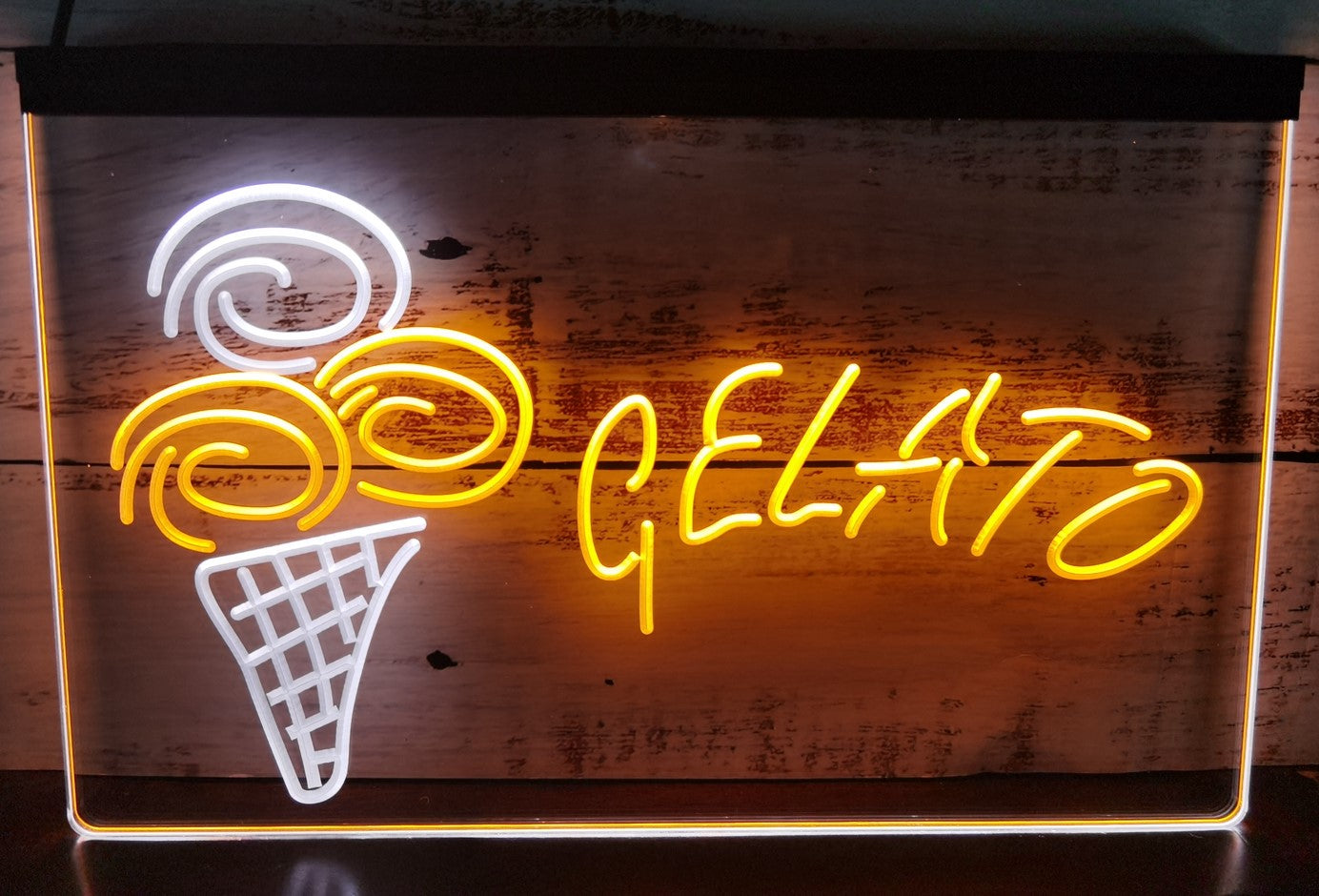 Gelato Ice Cream Cone Led Neon Sign Dual Color Ice Cream Smoothie Store Decor