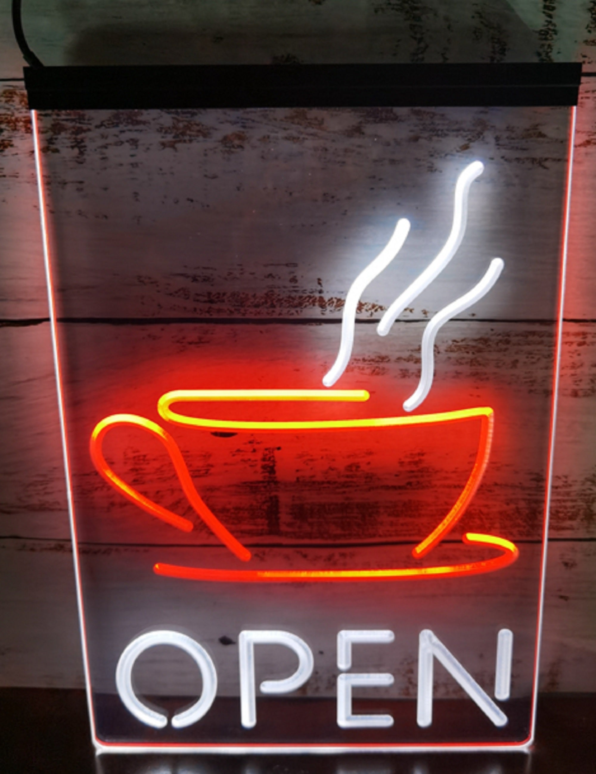 Hot Cafe Open Led Neon Sign Dual Color Coffee Shop Wall Hanging Decor