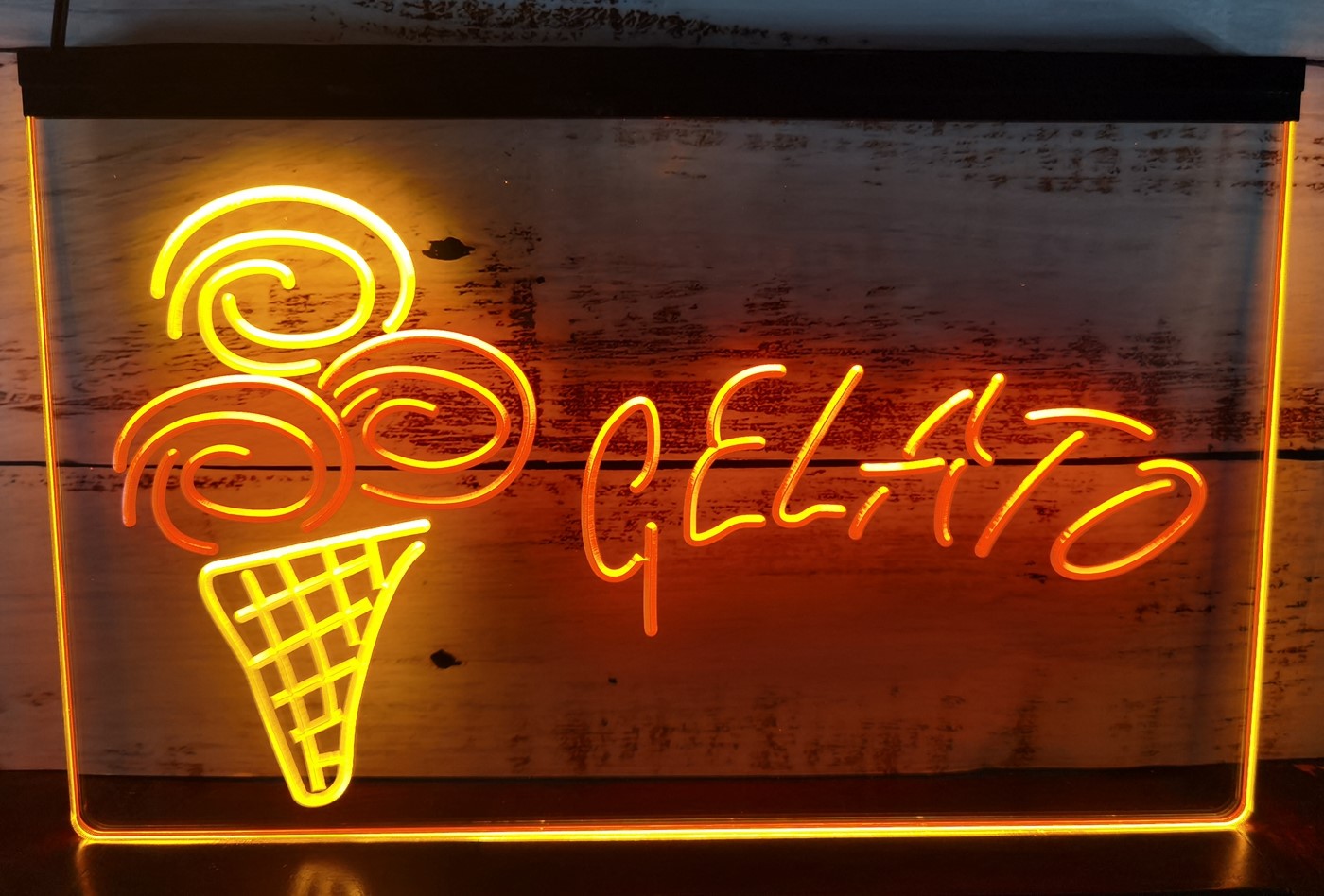 Gelato Ice Cream Cone Led Neon Sign Dual Color Ice Cream Smoothie Store Decor