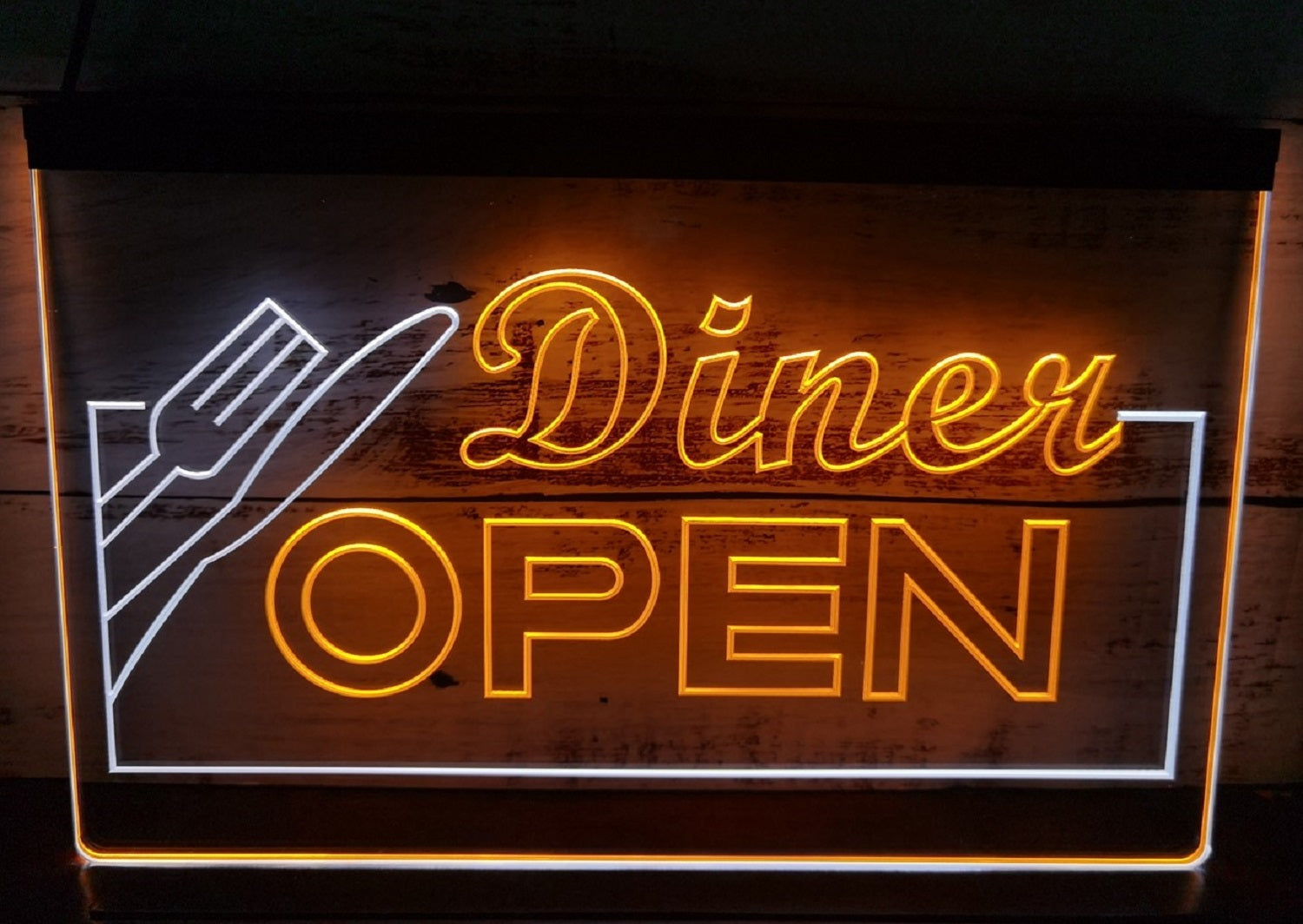 Diner Open Led Neon Sign Dual Color Diner Restaurant Wall Or Desktop Decor