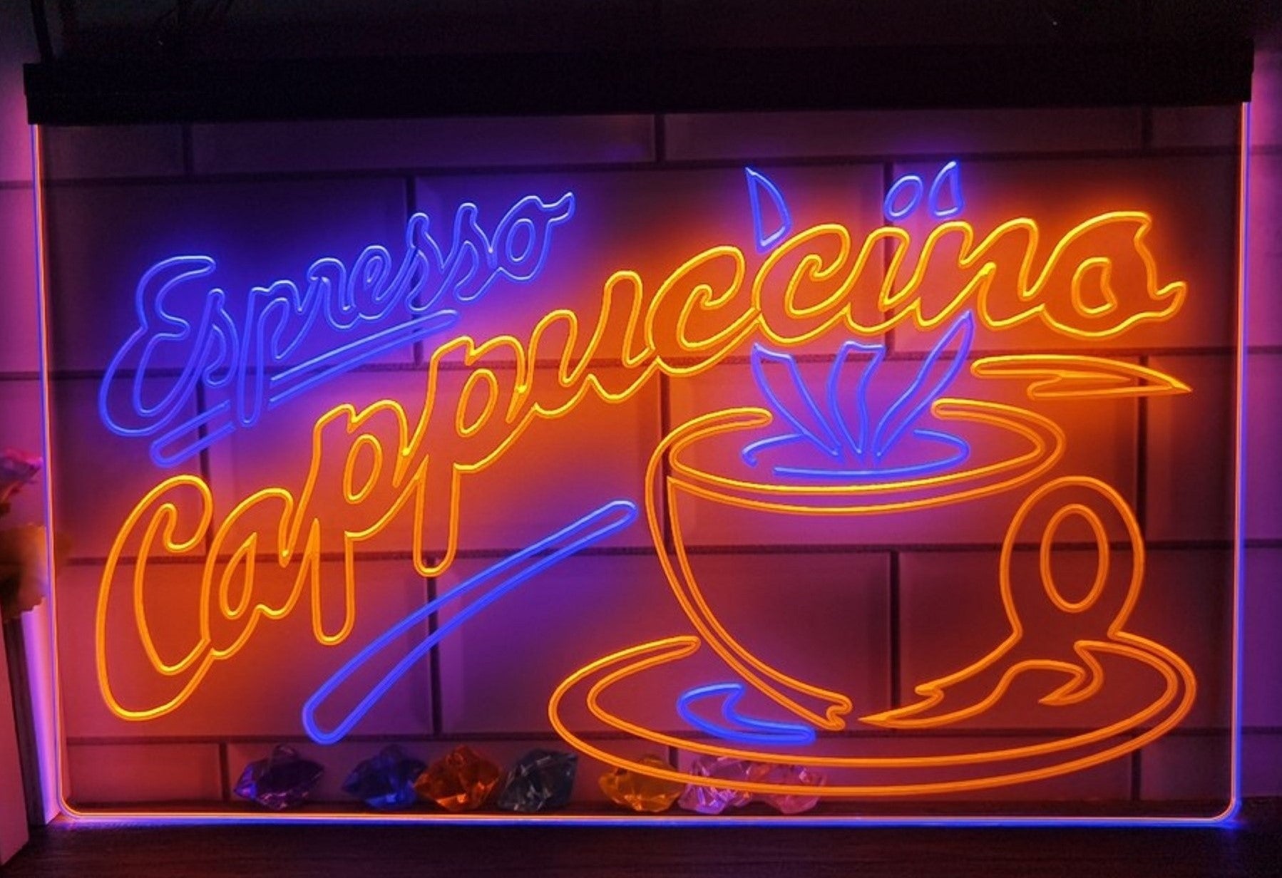 Espresso Cappuccino Led Neon Sign Dual Color Home Coffee Shop Decor