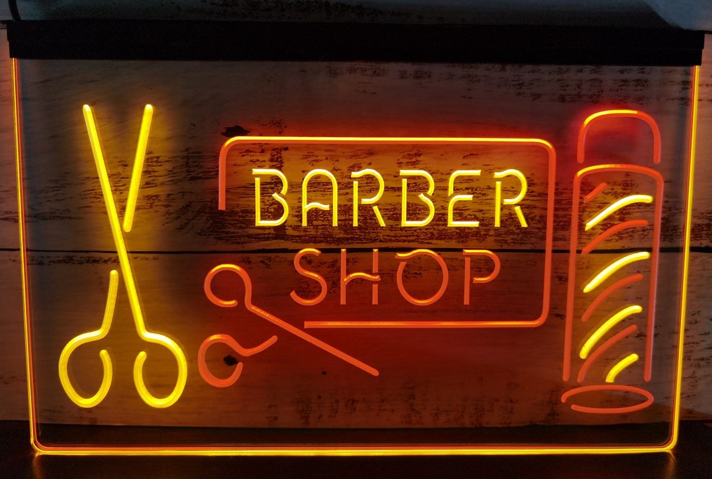 Barber Shop Scissor Led Neon Sign Dual Color Haircut Salon Barber Shop Decor