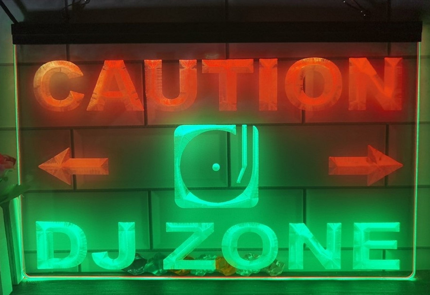 Caution DJ Zone Led Neon Sign Dual Color Music Room Audio Recording Studio Decor