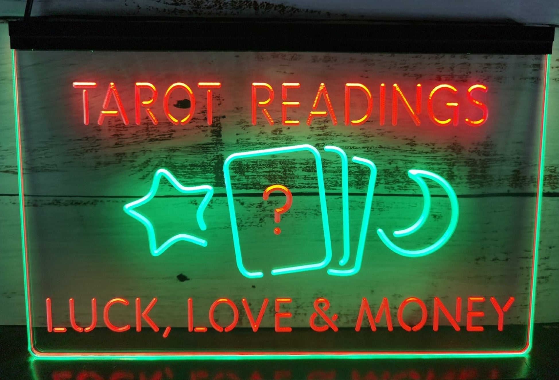 Tarot Readings Luck Love & Money Led Neon Sign Dual Color Tarot Shop Decor