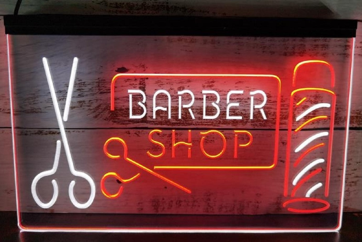 Barber Shop Scissor Led Neon Sign Dual Color Haircut Salon Barber Shop Decor