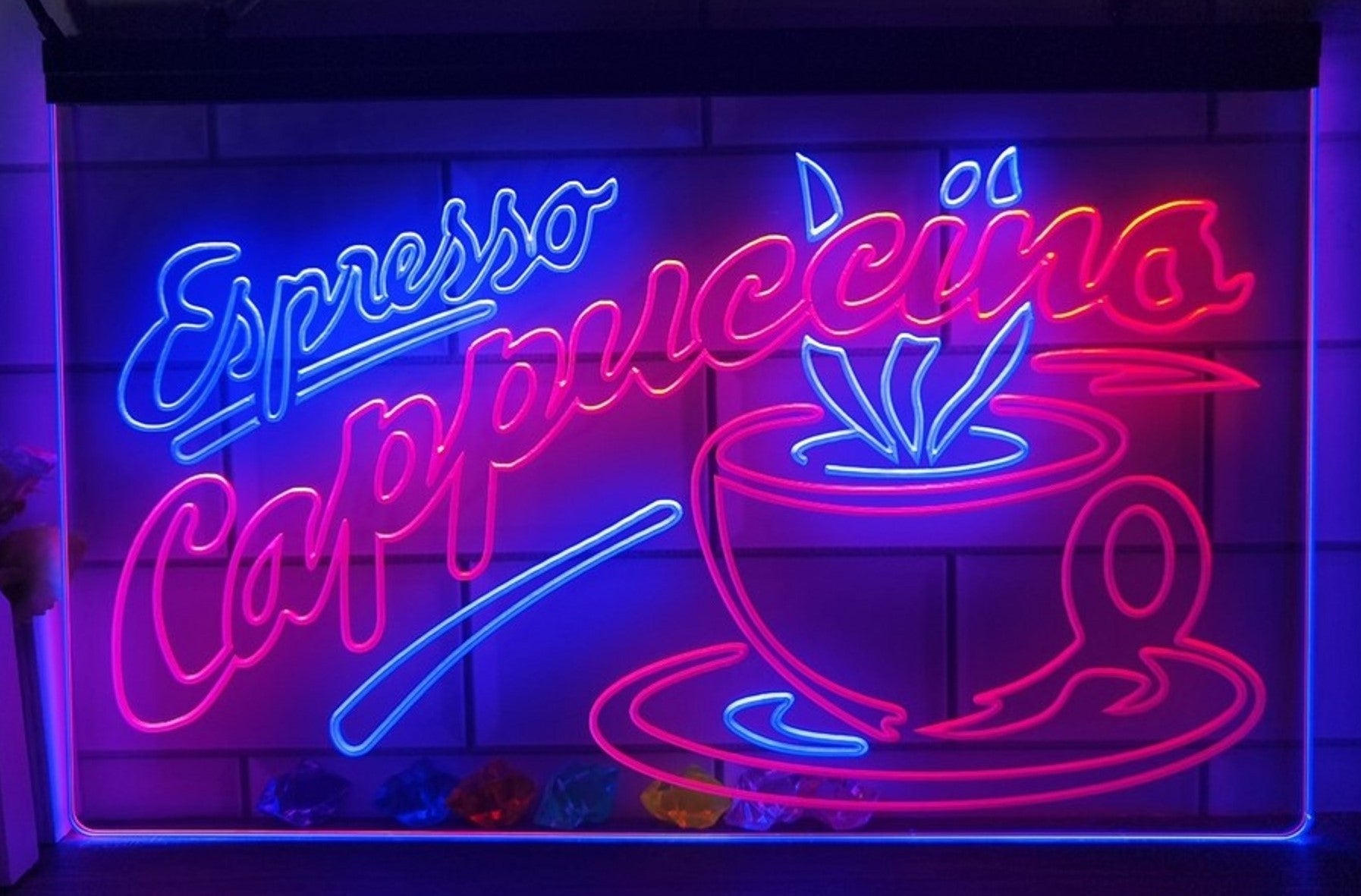 Espresso Cappuccino Led Neon Sign Dual Color Home Coffee Shop Decor