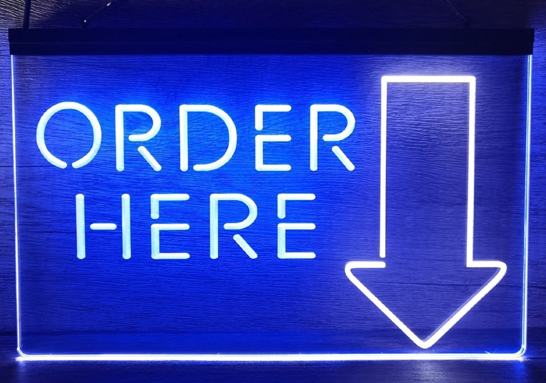 Order Here Led Neon Sign Dual Color Shop Restaurant Decor Wall Hanging Desktop
