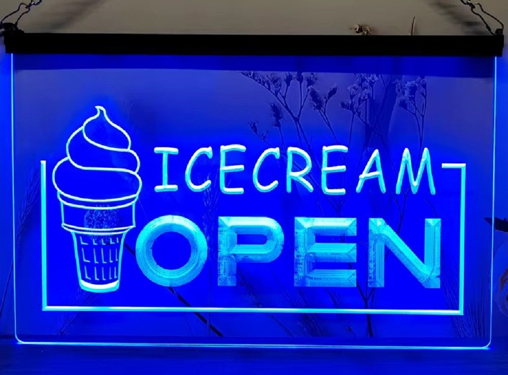 Ice Cream Open Led Neon Sign Ice Cream Smoothie Slushie Store Decor