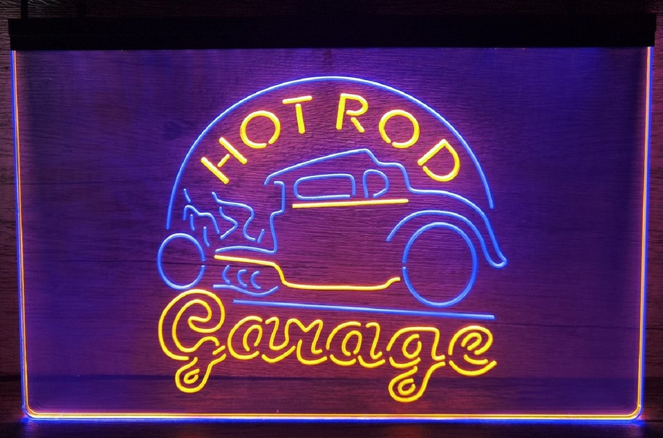 Hot Rod Garage Led Neon Sign Dual Color Movie Studio Home Theatre Room Decor