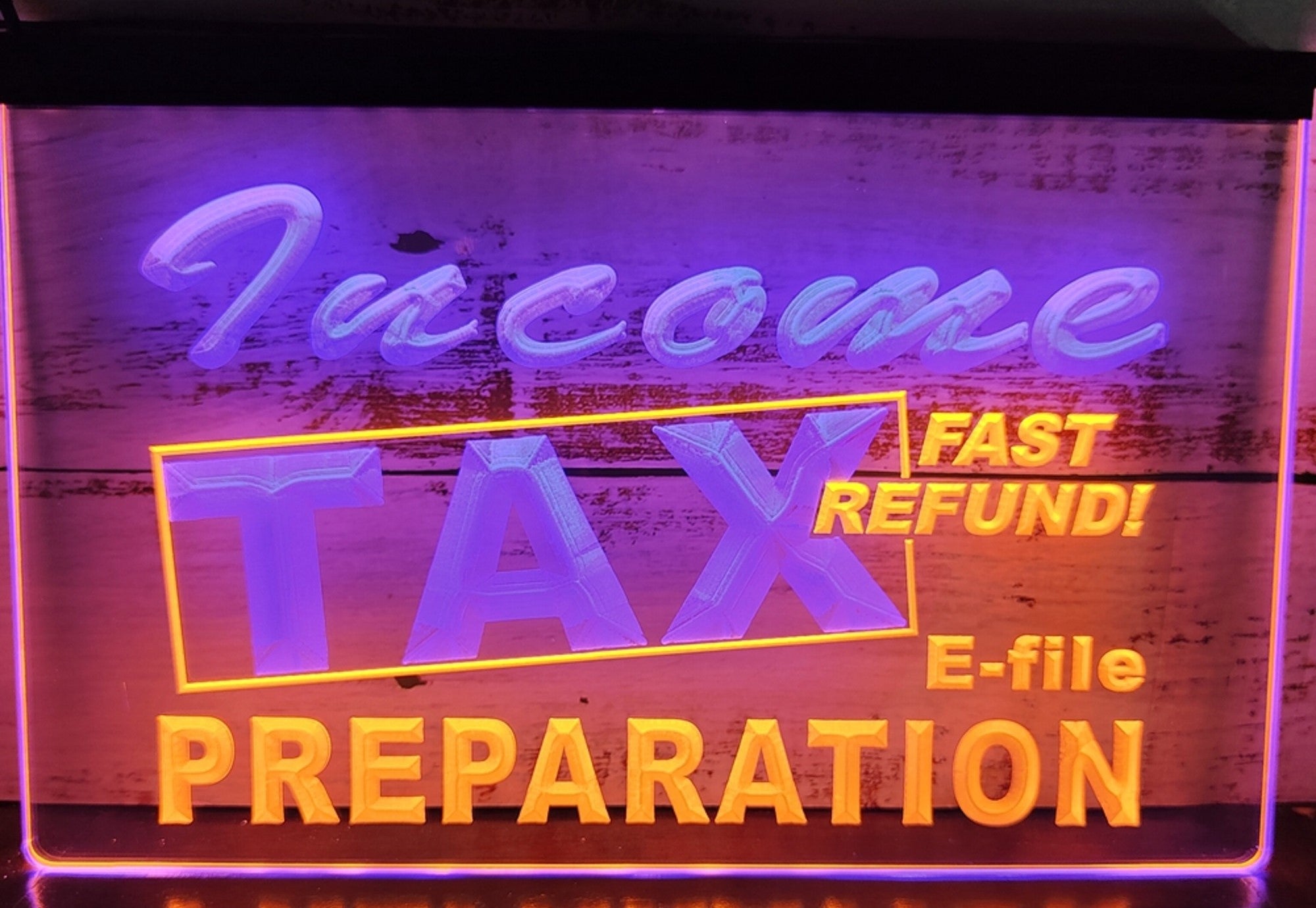 Income Tax Preparation Led Neon Sign Dual Color Accountant Income Tax Service Office Decor
