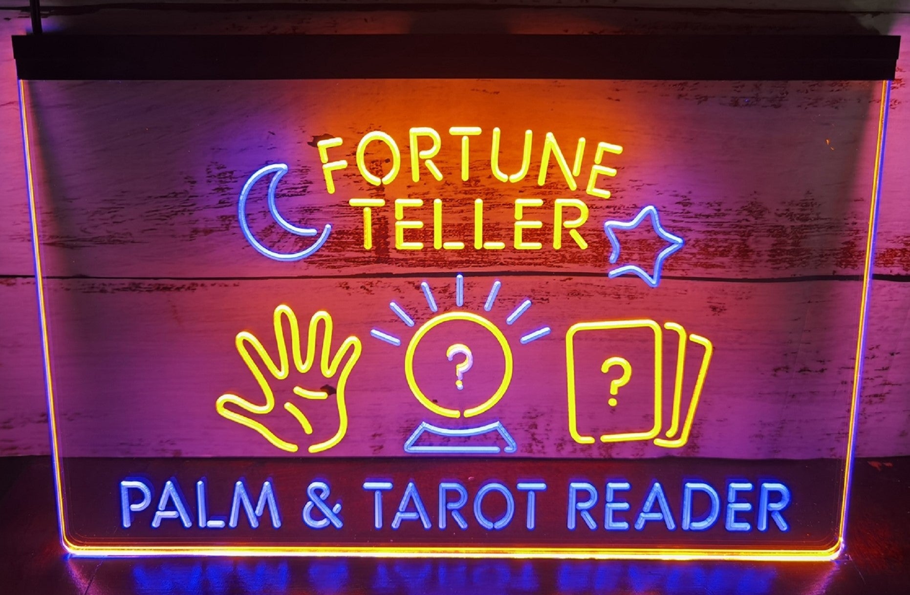 Fortune Teller Led Neon Sign Dual Color Psychic Healing Tarot Shop Decor Wall Hanging OR Desktop