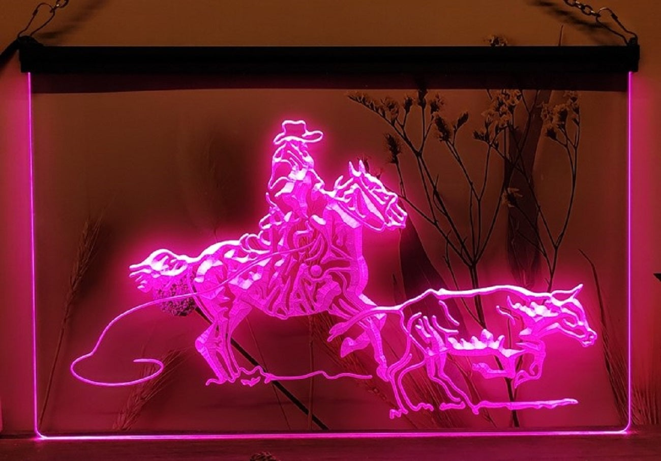 Cowboys Cow Western Led Neon Sign Home Man Cave Cowboys Ranch Decor