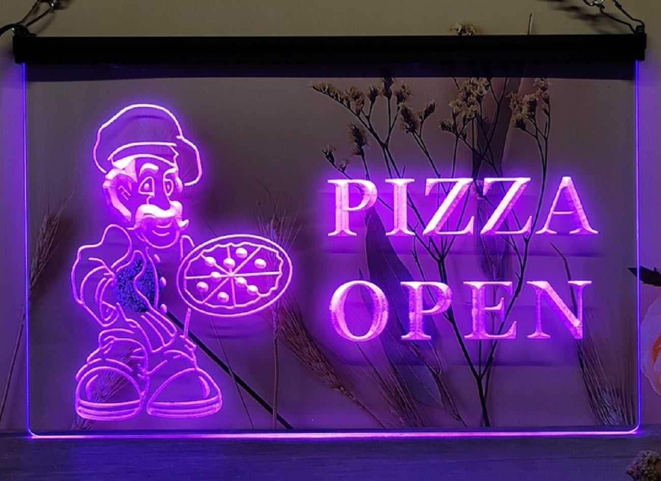 Pizza Open Led Neon Sign Pizzeria Restaurant Decor Wall Hanging