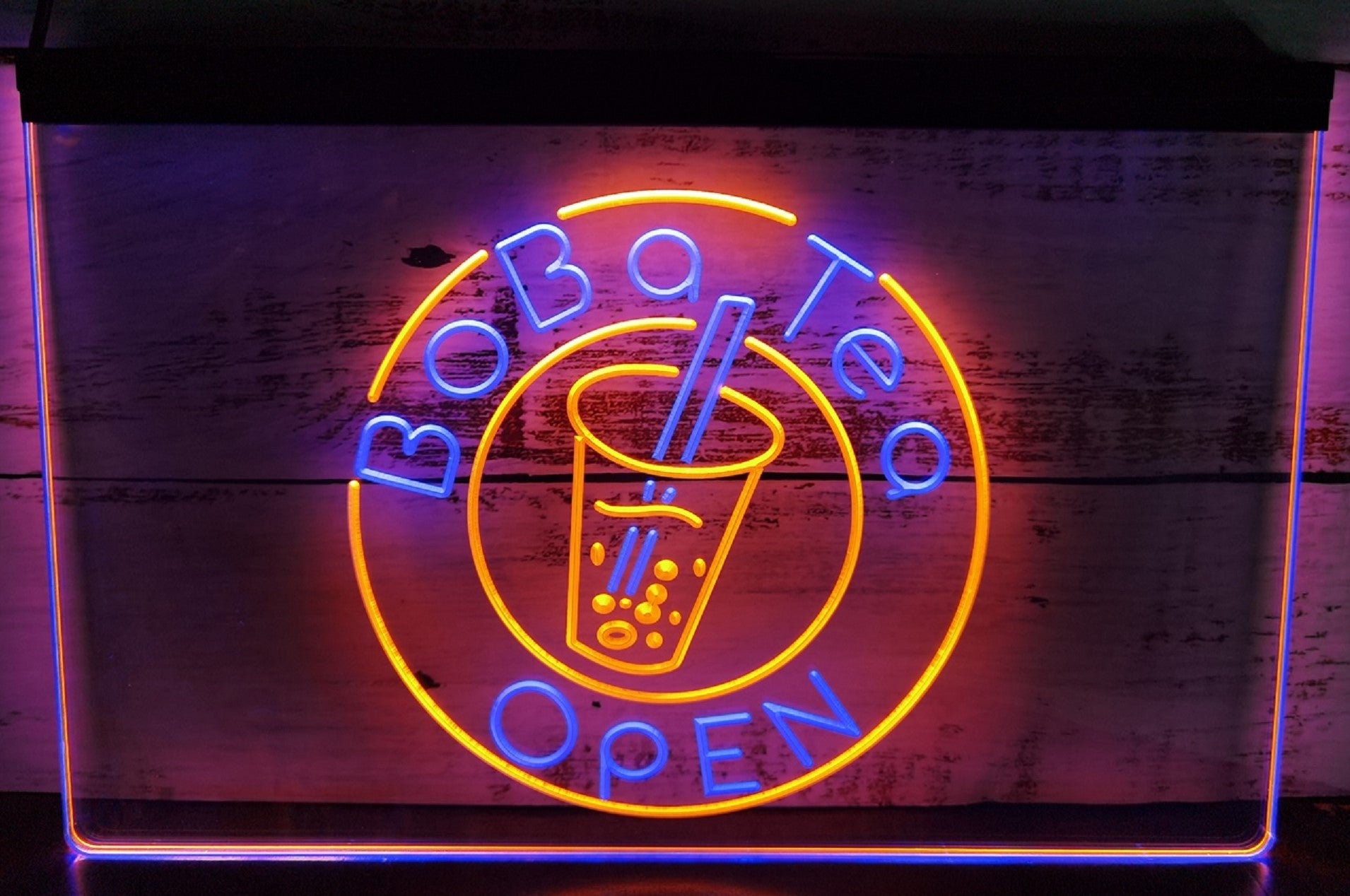 Boba Tea Open Led Neon Sign Dual Color Bubble Tea Shop Coffee Shop Decor