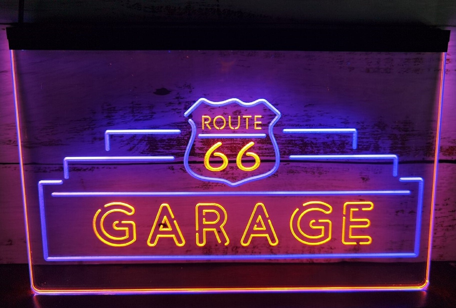 Route 66 Garage Led Neon Sign Dual Color Wall Hanging Desktop Decor