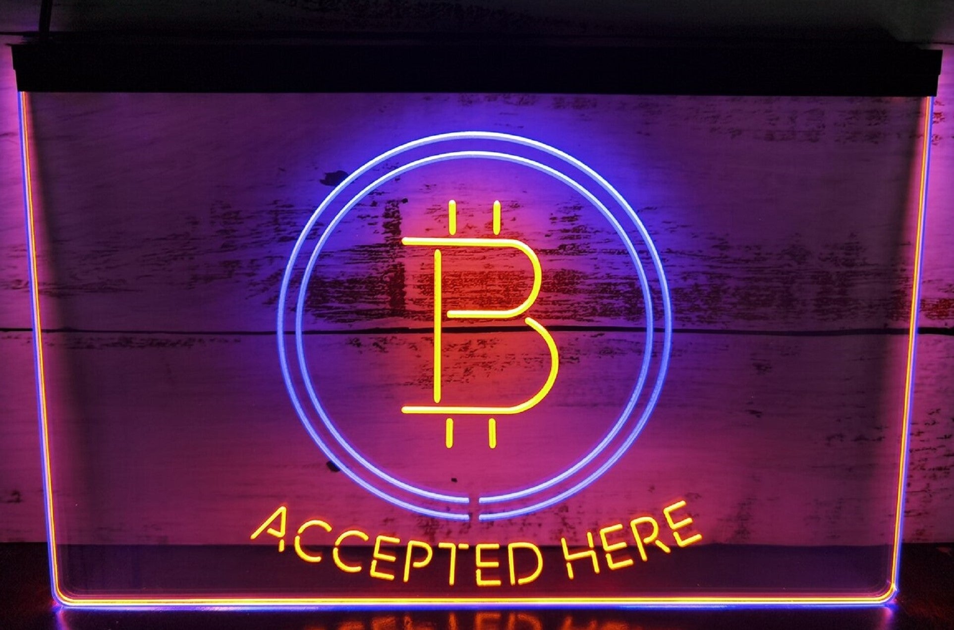 Bitcoin Accepted Here Led Neon Sign Dual Color Store Office Wall Hanging Desktop Decor
