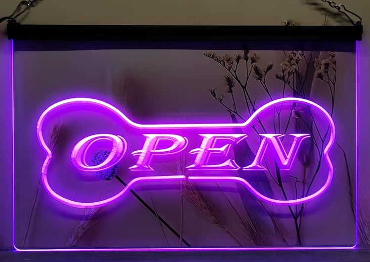 Pet Shop Open Led Neon Sign Dog Grooming Pet Shop Decor