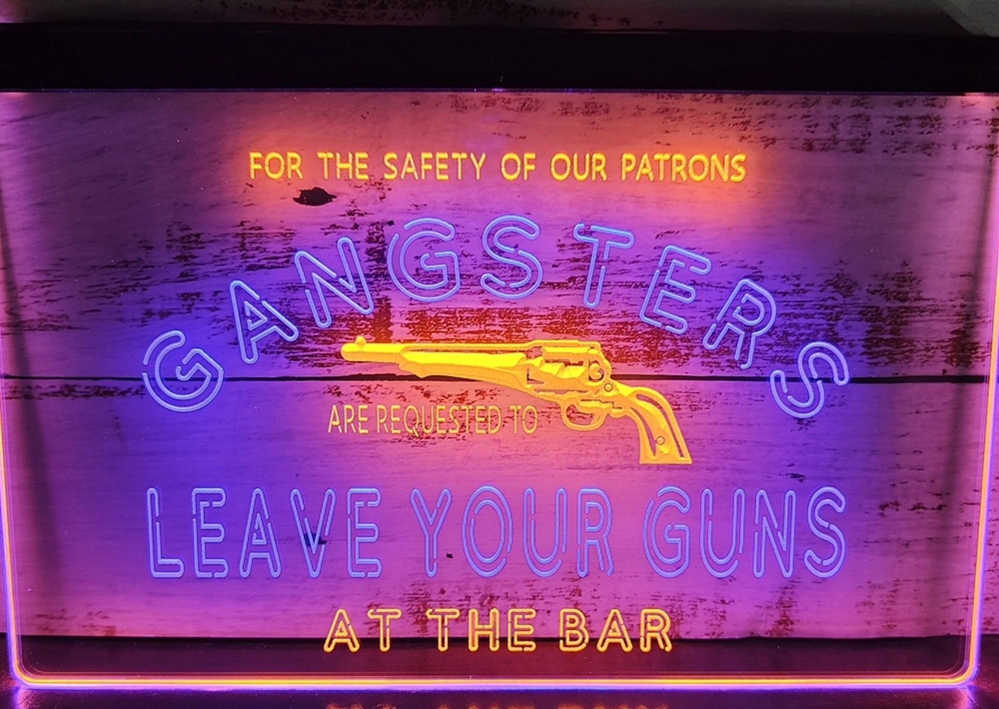Cowboys Leave Your Guns Led Neon Sign Dual Color Wall Hanging Or Desktop Decor