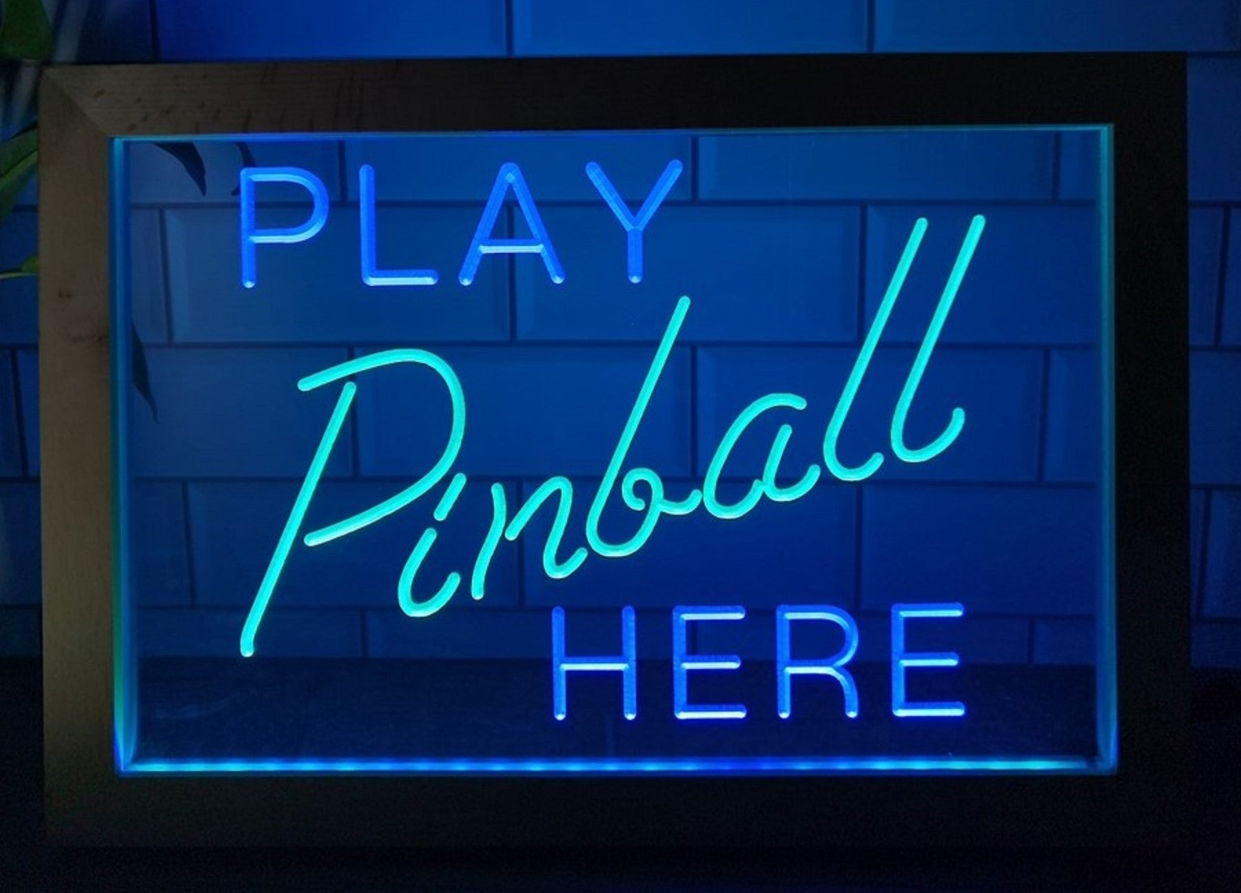Play Pinball Here Led Neon Sign Framed Arcade Pinball Shop Decor